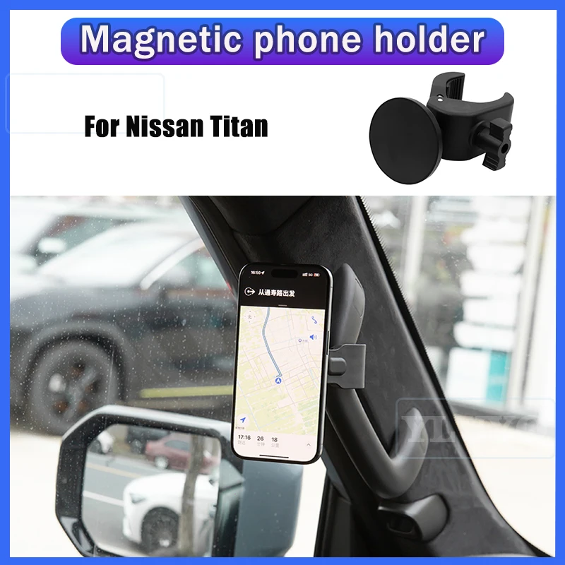 

For Nissan Titan Car Phone Holder Magnetic Gravity Cup Holder A-pillar Rotatable Navigation Mount Car Interior Accessories