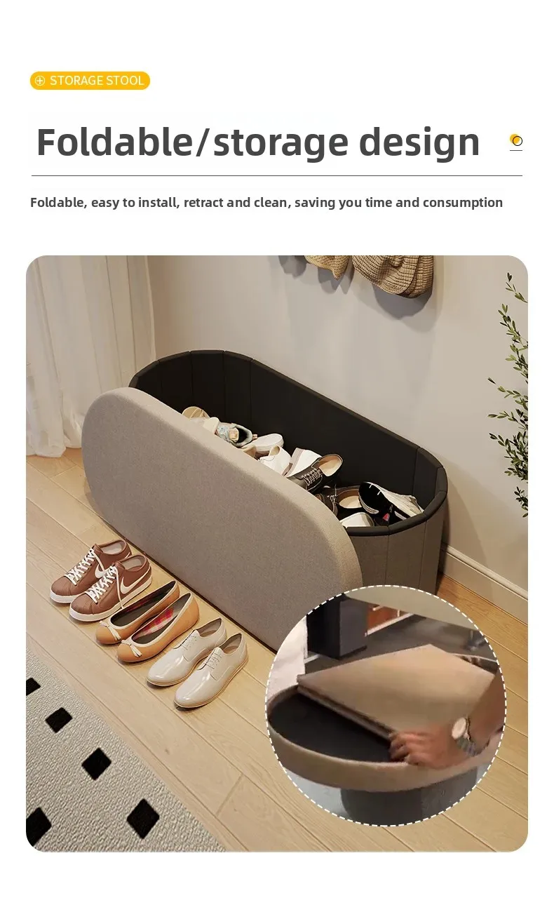 Nordic Folding Storage Stool Entrance Hall Sitting Shoe Stool Living Room Rest Sofa Seat Storage Home Furniture Bed End Stool