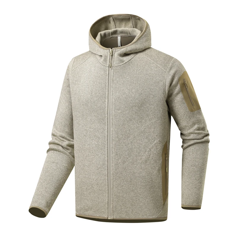 

Hooded Sports Fleece Jacket Men Breathable Long-Sleeve Cardigan Fleece Jacket Thickened Warm Outdoor Gym Coat