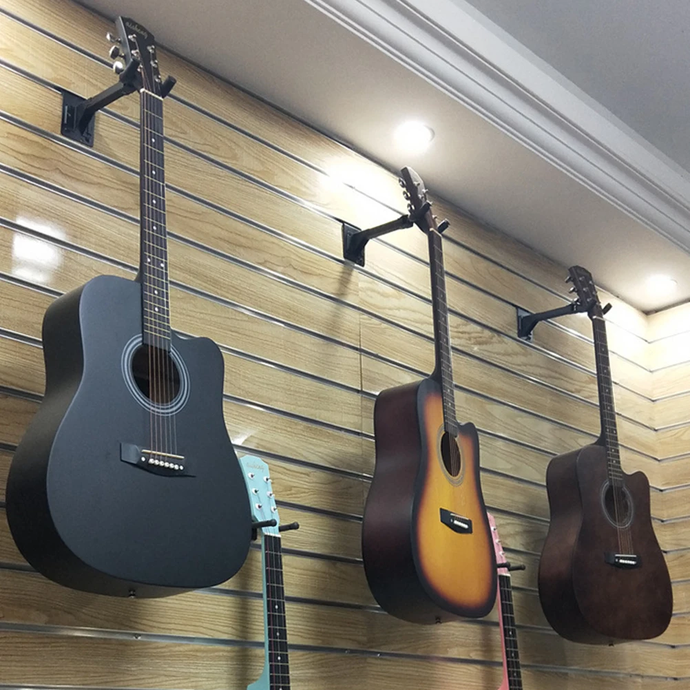 

2PCS Guitar Wall Hook Wall Mount Groove Plate Rack Plastic Bracket Hanger for String Instrument Folk Guitar (Black)