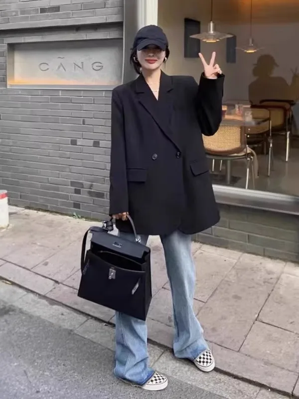 

Bla Casual Loose Women's Suit Jaet 2026 New Spring Autumn Korean Design Versatile oulder Level Western Sle Top