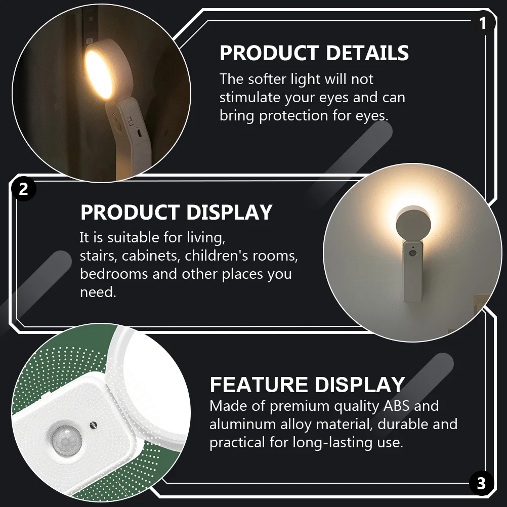 1 セット誘導ナイトライト LED 人体センサーランプ寝室用ホームワードローブ廊下ベッドサイド目の保護