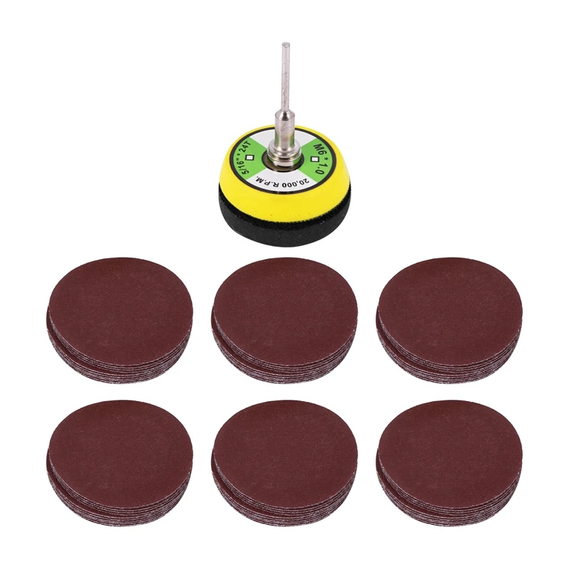 

60 Pcs Sanding Paper Grinding Wheel With 50Mm Polishing Pad Adapter, Grits Grinding Pad Grit Paper, Size 100, 240, 600, 800, 100