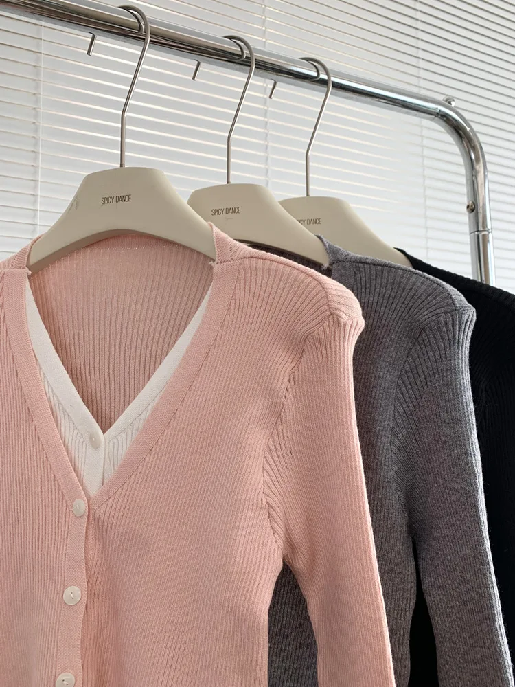 Color Blo Loose Fit Women's Knitwear ort Base Layer Top Slimming Design Autumn Faion Sweater Separate Look Faionable