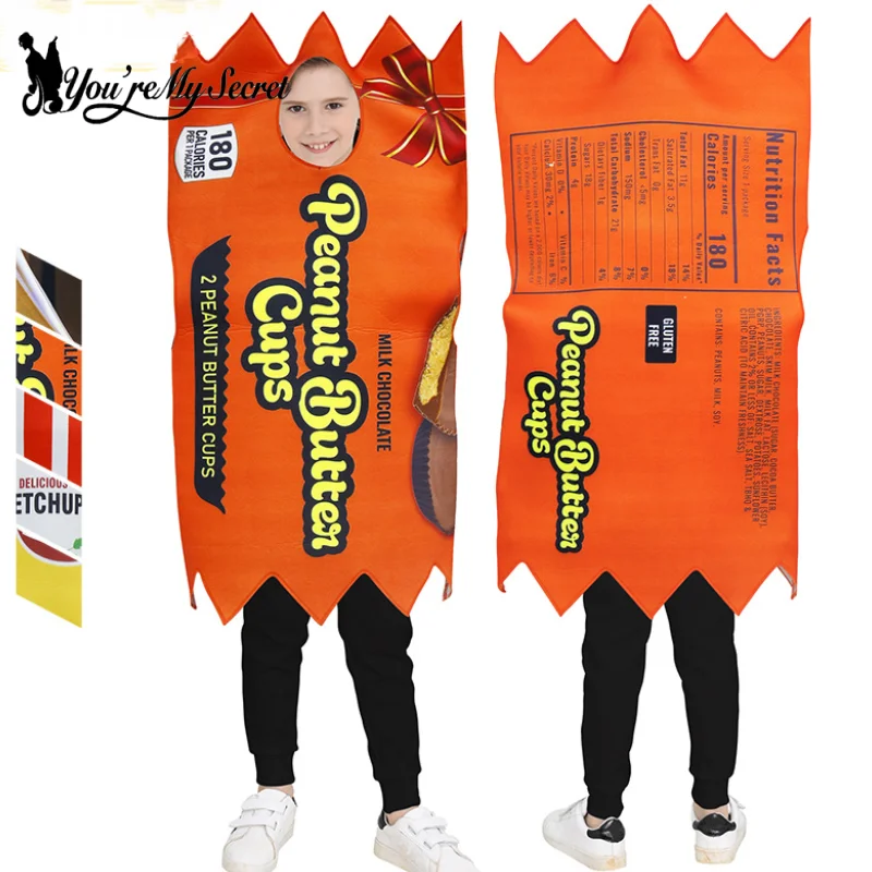 [Du bist mein Geheimnis] Cosplay Kind lustige Schokolade Salat Dressing Pommes Frites Schwamm Kostüme Halloween Karneval Kostüm Outfit