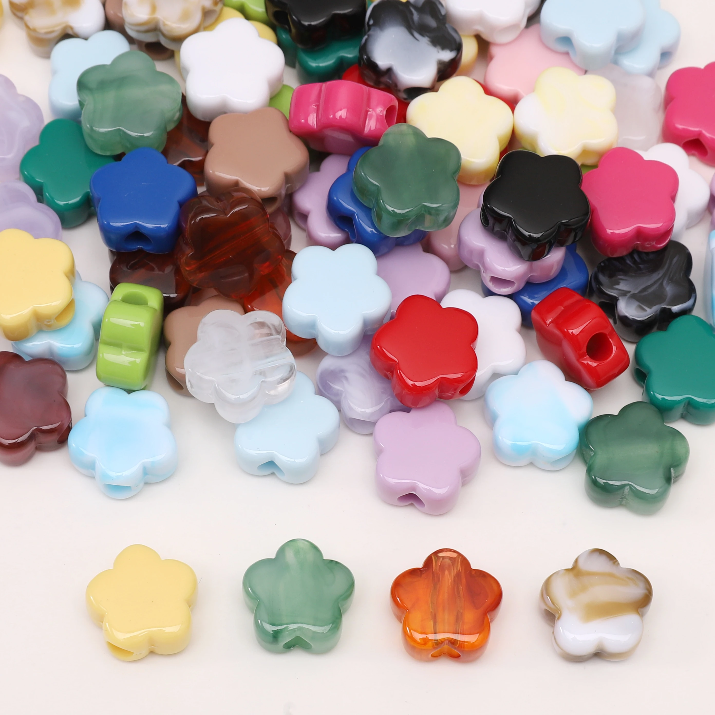 10/30 Stück 15x14mm Modische Einfarbige Blumenperlen Acryl Lose Perlen DIY 3,5mm Loch Handgefertigt für Schmuckherstellung Zubehör – Detail 6