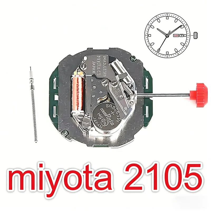 Miyota 2105 Japan Quartz Movement, Day-Date Display (Spanish & English), 2105-20A Standard Movement