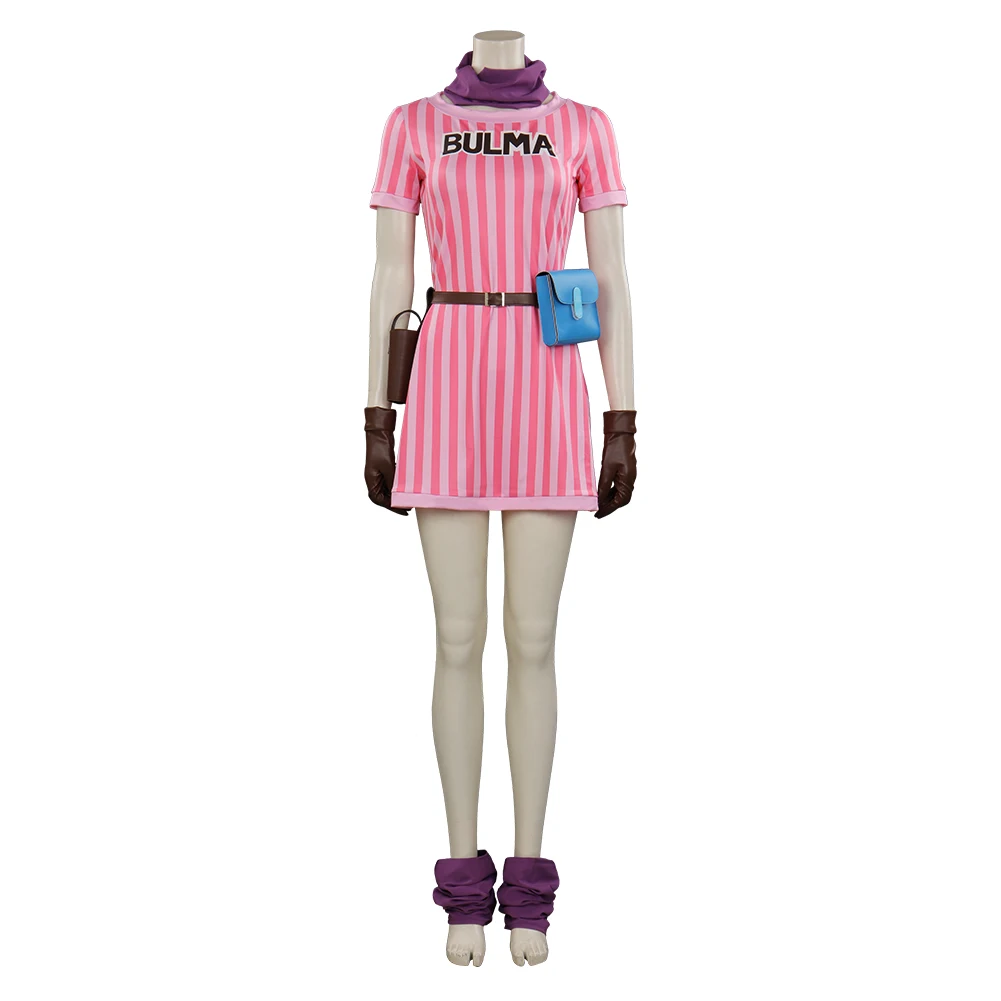 Anime Fantasy Bulma Cosplay Costume Women Pink Lolita Dress Belt Outfits Halloween Carnival Party Suit