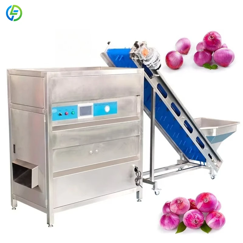 Customized Onion  Machine Stainless Steel Material Onion Root Peeling Production Line Automatic Small Onion Peeling Machine
