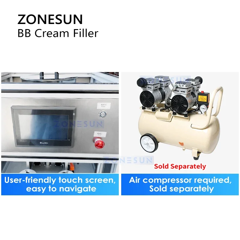 ZONESUN BB Cream Air Cushion Filling Machine Beauty Balm Filler CC Cream Lotion Cosmetics Product Packaging Equipment ZS-GTBB2