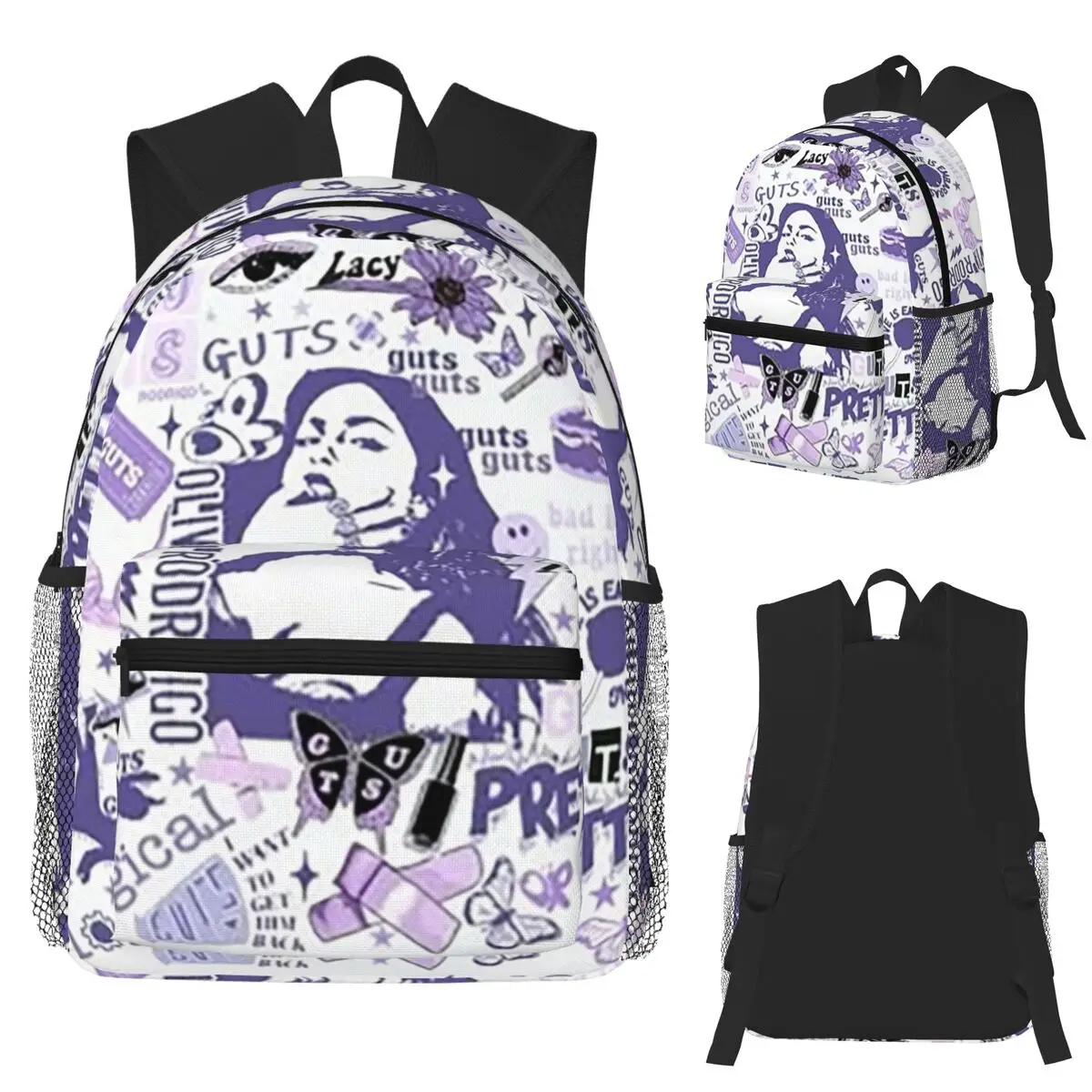 

O-Olivia Singer R-Rodrigo Butterfly Poster Student Backpack School Bag Hiking Travel Daypack for Boys Girls Bookbag Shoulder Bag