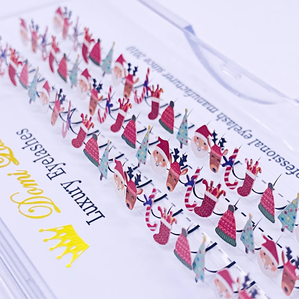 ثلاثية الأبعاد شجرة عيد الميلاد الرموش الصناعية هالوين مزيج اللون بريق الرموش الفردية المنك لينة الطبيعية لامعة الديكور ماكياج لاش