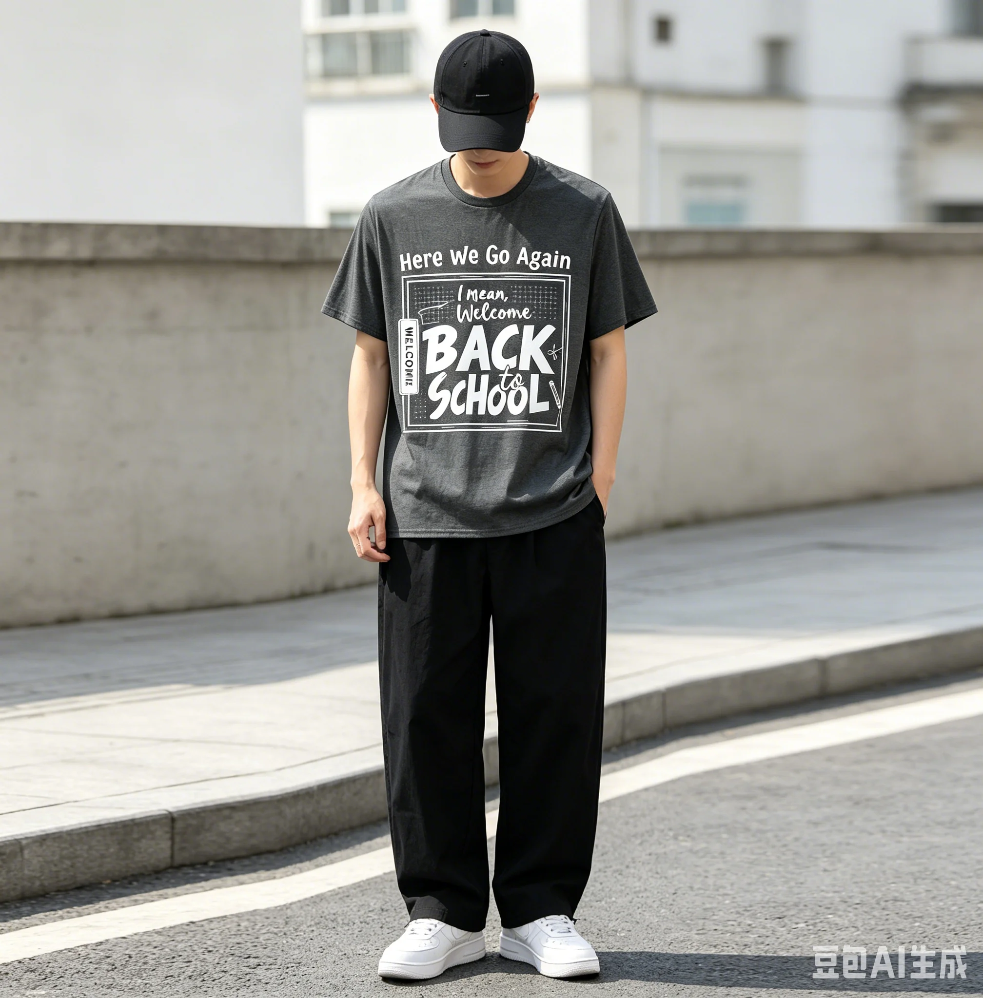 Funny Here We Go Again Welcome Back To School Graphic Men T-Shirt Casual Crew Neck Short Sleeve Teacher Student Tee