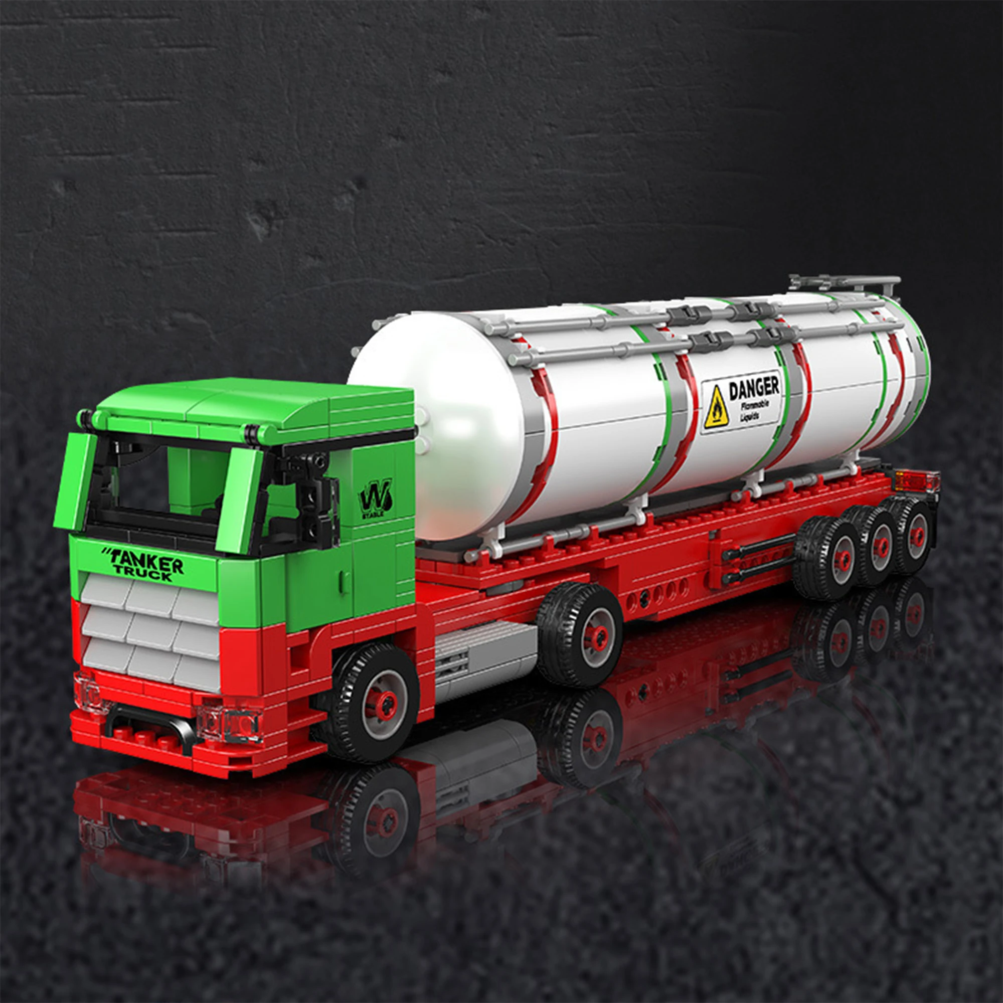 Caminhão Tanque de Óleo, Veículo de Engenharia Pequeno, Blocos de Montagem, Modelo Educacional, Quebra-Cabeça para Crianças, Presente para Meninos