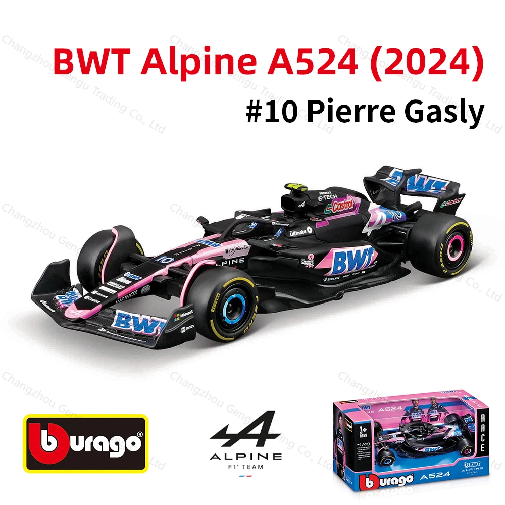 Bburago 1:43 BWT Alpine 2024 A524 #10 #31 F1 Racing Formula Car Static Simulation Diecast Alloy Model Car