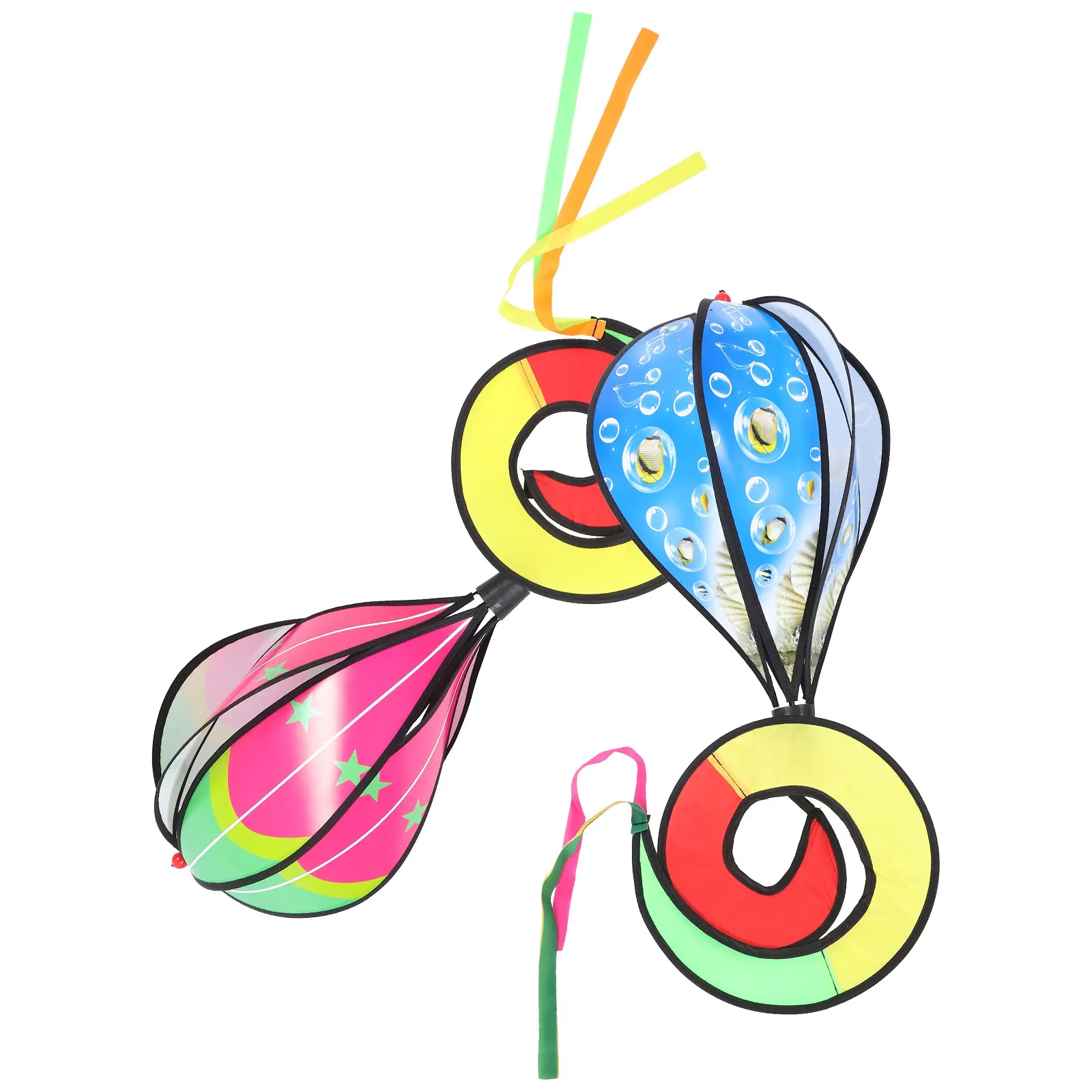 

2 Pcs Colorful Hot Air Balloon Hanging Decoration Balloons Courtyard For Garden Hanger Wind Spinners Pvc Windmill Ornament