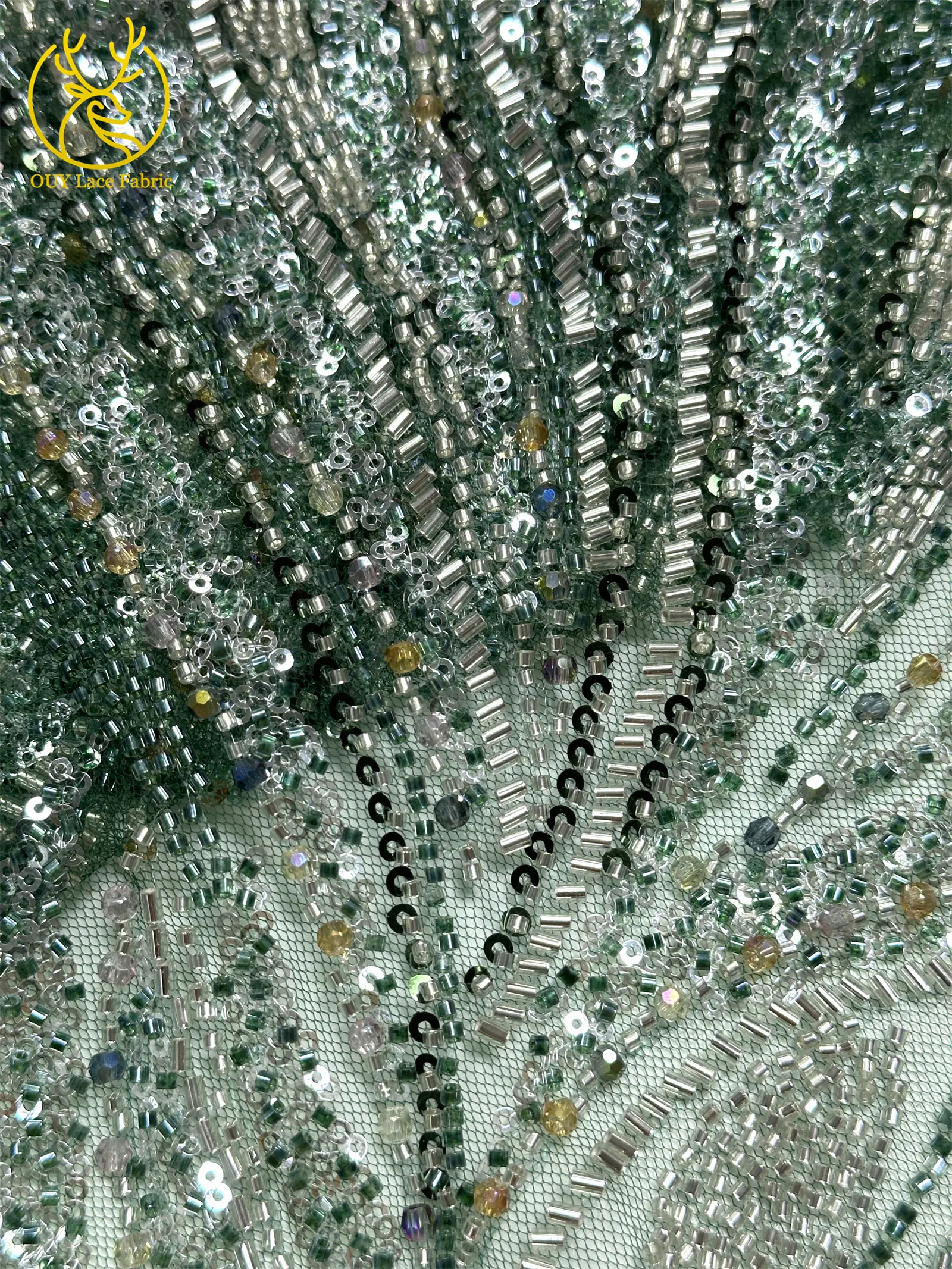 2026 Neuester nigerianischer Luxus-Bräutigam-Spitzenstoff mit Handperlen, afrikanischer Pailletten-Spitzenstoff, geeignet für Hochzeit, Party, Kleid, Sewin – Detail 16