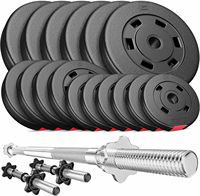 51 kg Weight Plates Set: 1 Barbell, 2 Dumbbells, 30 mm Plates - 4x5, 4x2.5, 8x1.25 kg.