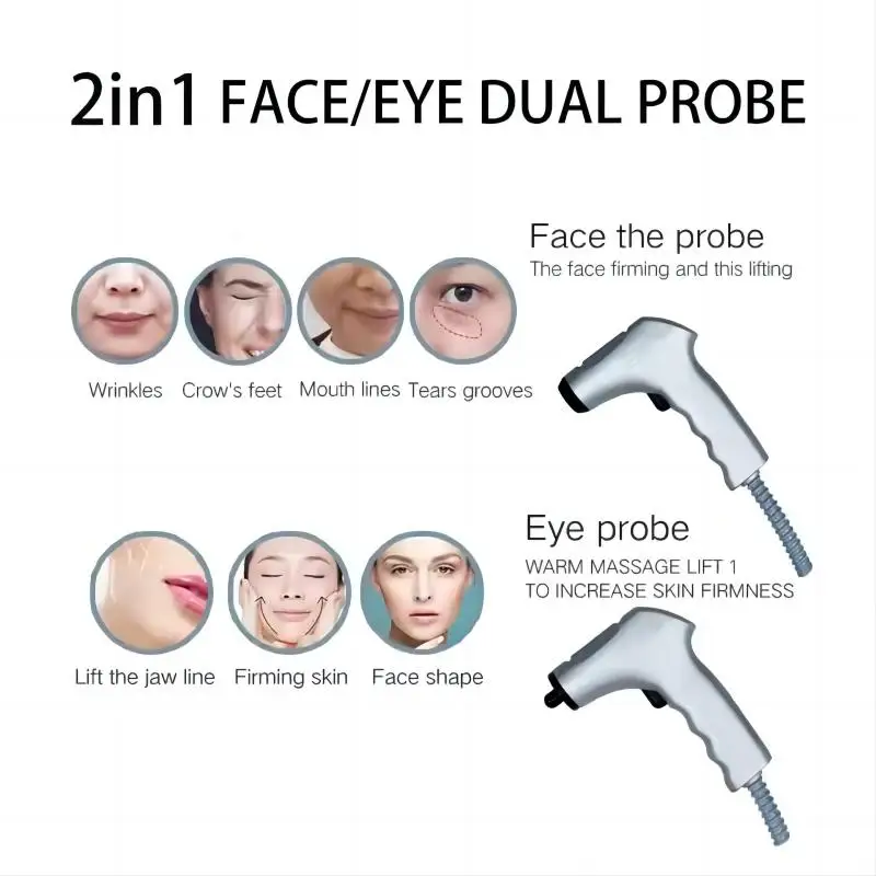 Portable Radiofrequency Machine 2 Handles Anti-Wrinkle Facial Skin Firming Lifting Face Eyes Rejuvenation Commercial Use