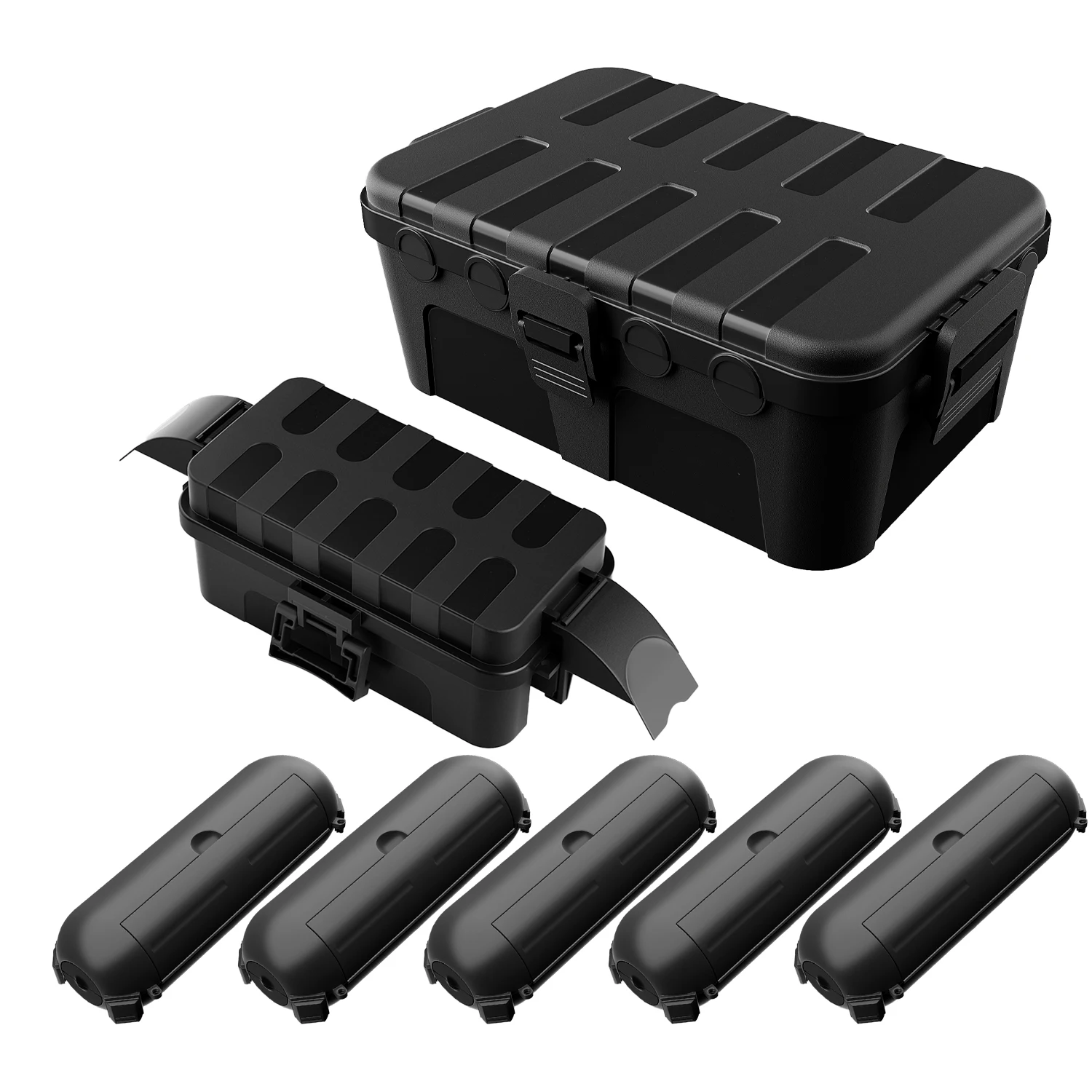 Total de 7 cajas protectoras para regleta de alimentación, 1 Uds., grande/1 Uds., caja pequeña mediana/5 uds., caja eléctrica impermeable para cables al aire libre