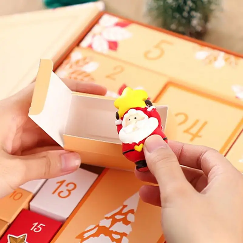 24 Grids Christmas Advent Calendar Box Kraft Paper Candy Box 24 Days Countdown to Christmas Cardboard Boxes New Year Decorations