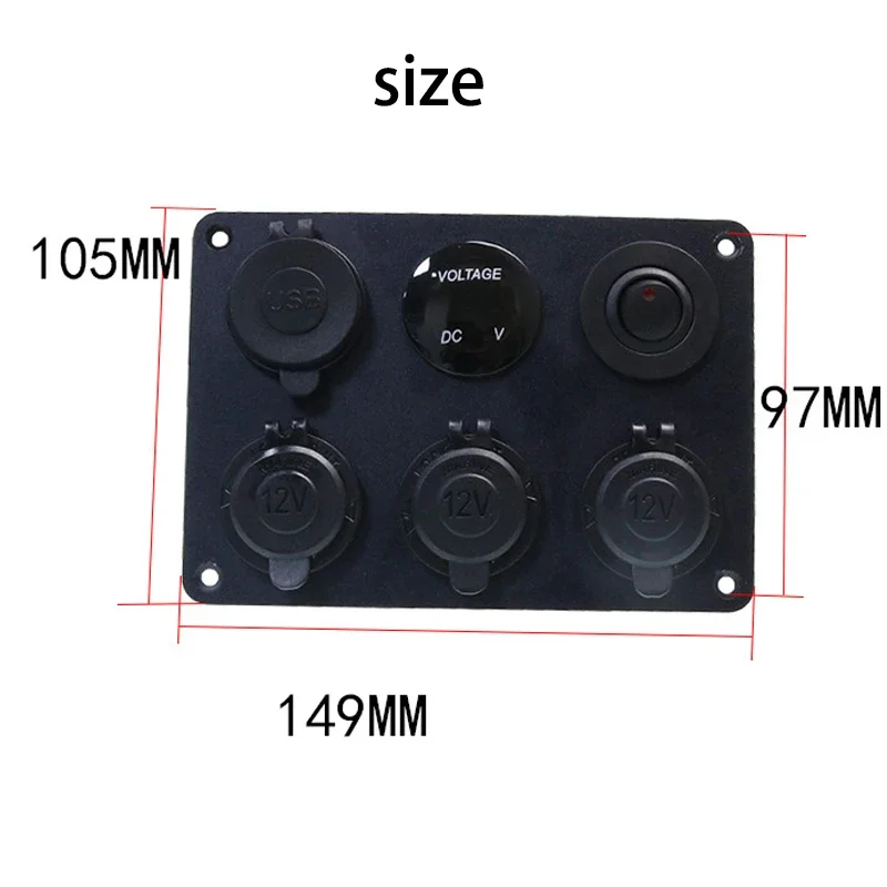 12V Multi-funzioni pannello di alimentazione accendisigari doppio caricatore USB spina presa voltmetro digitale con interruttore a levetta per RV