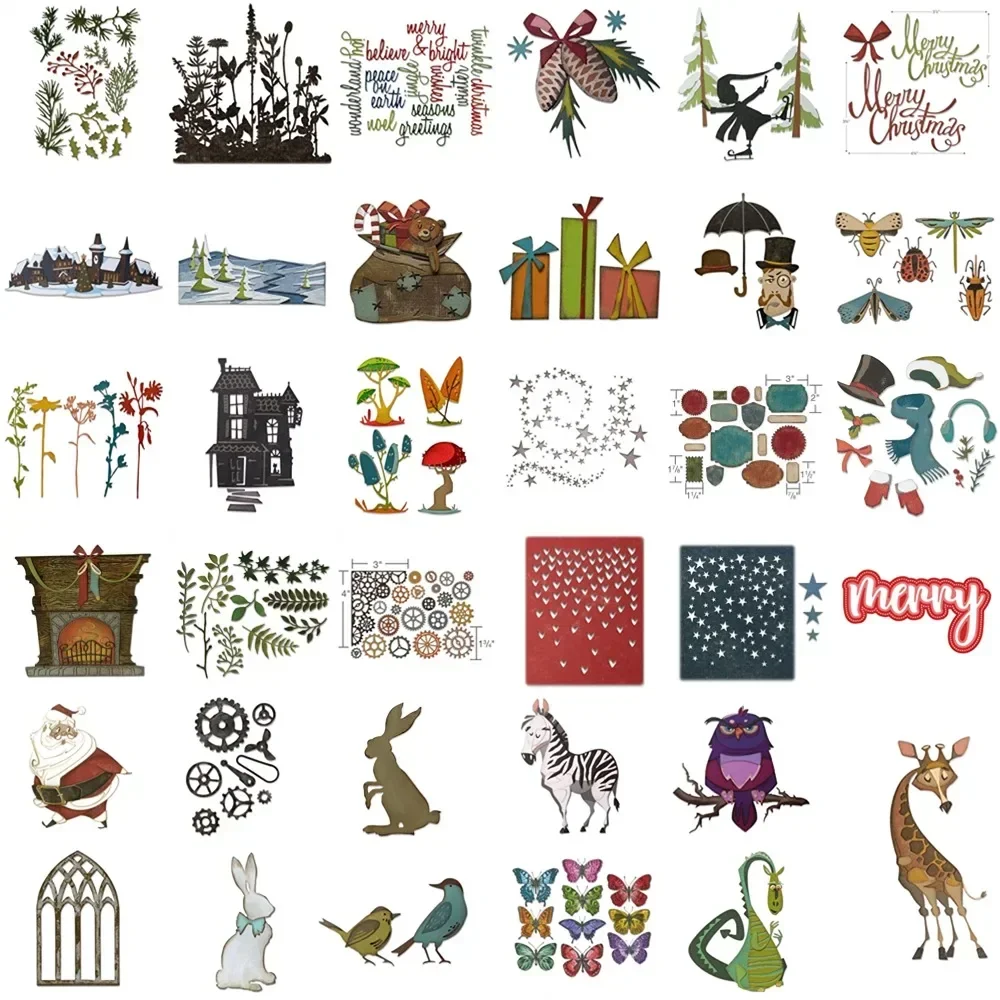 Animals and Flowers Metal cutting data slimline essentials scrapbooking card stencil cut die for DIY handmade crafts