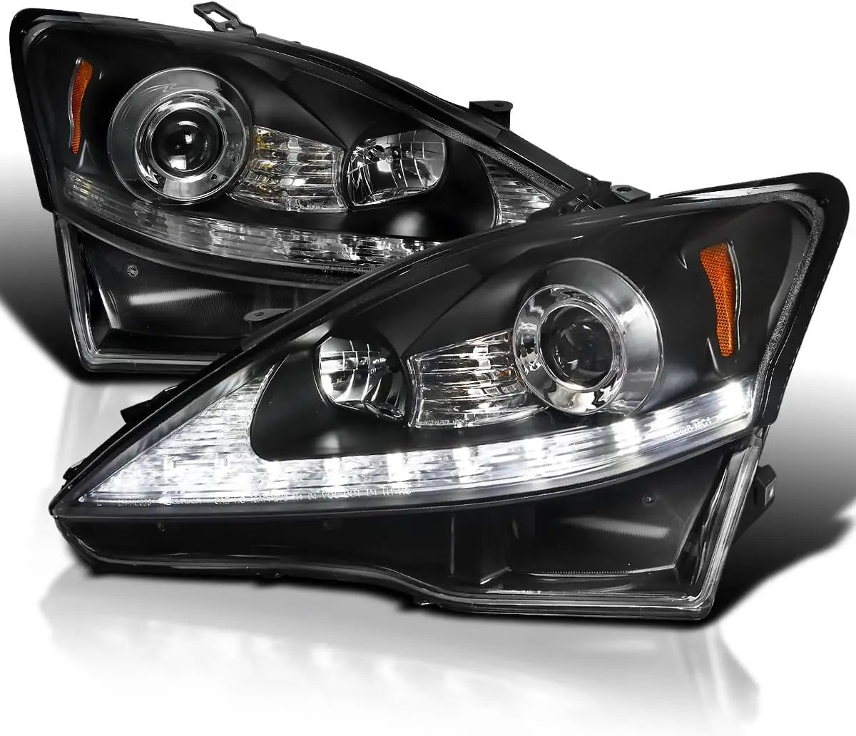 

SMD светодиодный указатель поворота, черные фары-проекторы, совместимые с Lexus IS250 IS350 2006-2010 годов, левая + правая пара фар в сборе