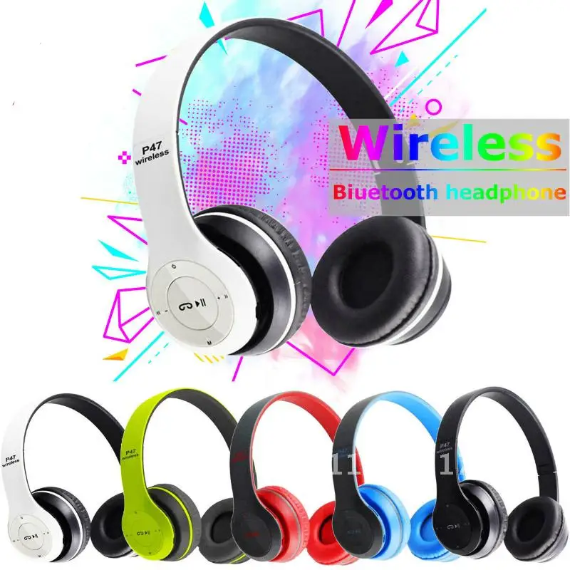 New P47 Wireless Headphones Bluetooth 5.0 Earphones Foldable Bass Helmet Support TF-Card For All Phone PC PS4 With Mic Headsets