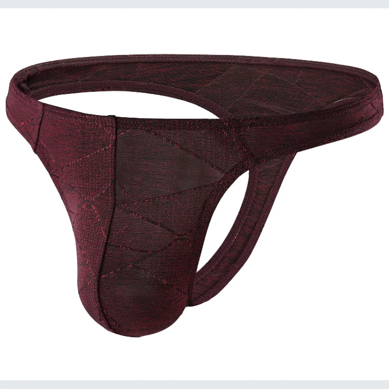 Men's Jockstrap Thong Sexy Summer Ice Silk Thin Low-Rise Panties Enhance T-Back U Convex Pouch Lingerie Underpants Bikini Slip