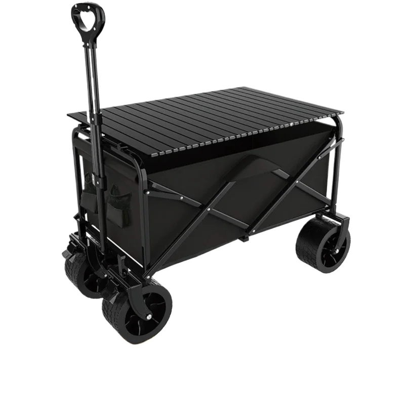 

Foldable Multi-Function Beach Cart Heavy Duty Large Capacity Folding Cart Outdoor Trolley Portable Camper