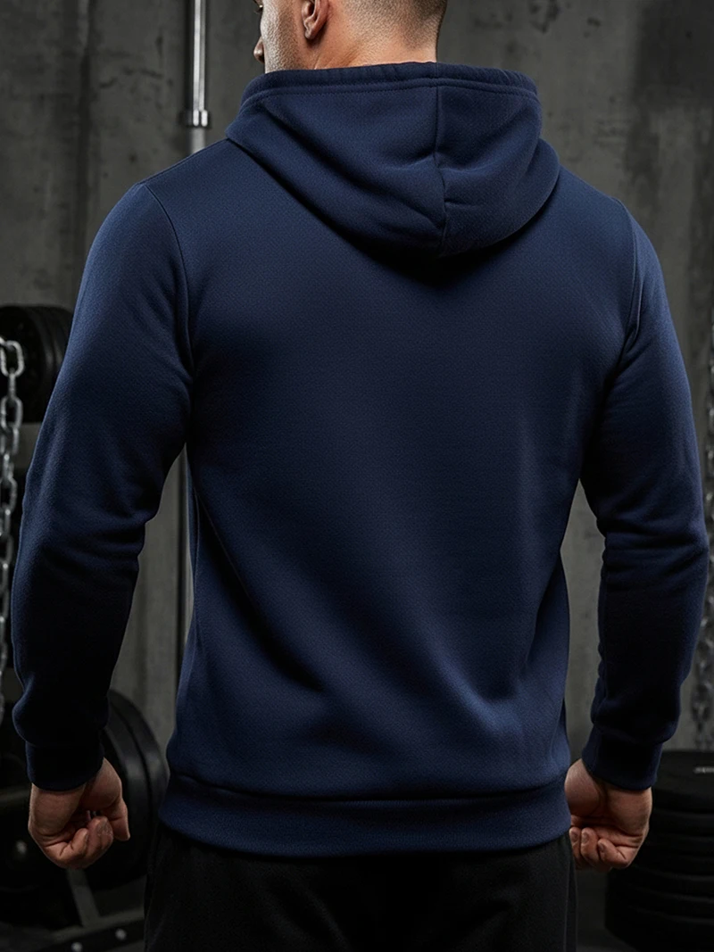 Half Zipper Hooded Sweatshirt for Men Spring Fall Cozy Fleece Lined Hoodie Sporty Casual Pullovers Gym Workout Tops Activewear