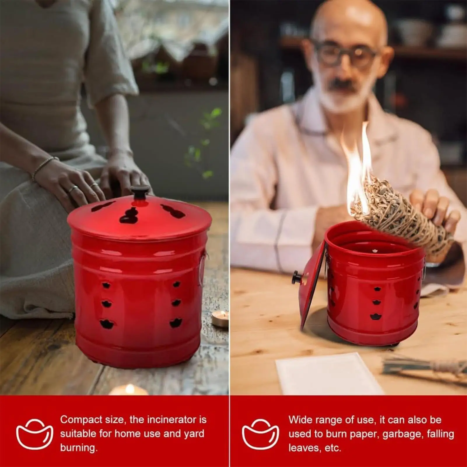 حفرة حريق مع غطاء برميل مقاوم للشرارة للحديقة الخارجية والشاطئ والتخييم في الفناء الخلفي وعاء حريق ريفي دلو مقاوم للحرارة