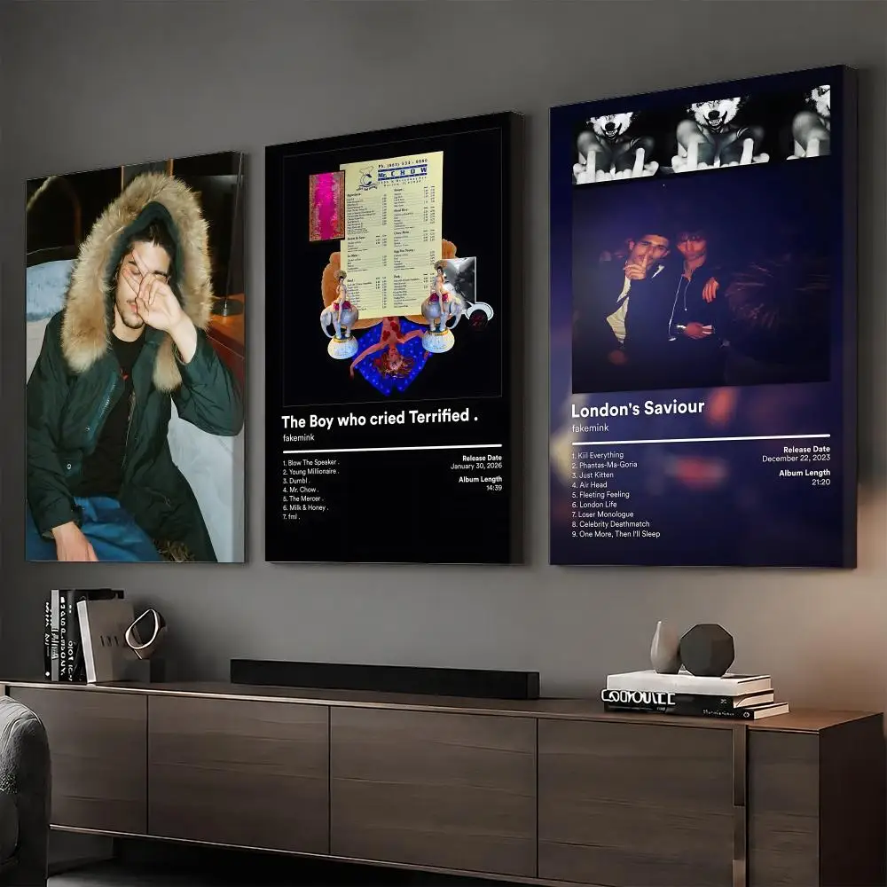 F-Fakemink Rapper Music Painting Calligraphy HD Modern Style Inner Frame Canvas Poster Bedroom Room Hallway Wall Art Decor
