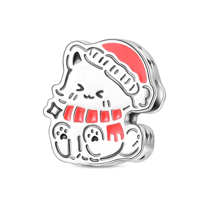 

925 Sterling Silver Happy Kitten Charms Beads For Women Fit Original Bracelet DIY Birthday Party Jewelry Gifts