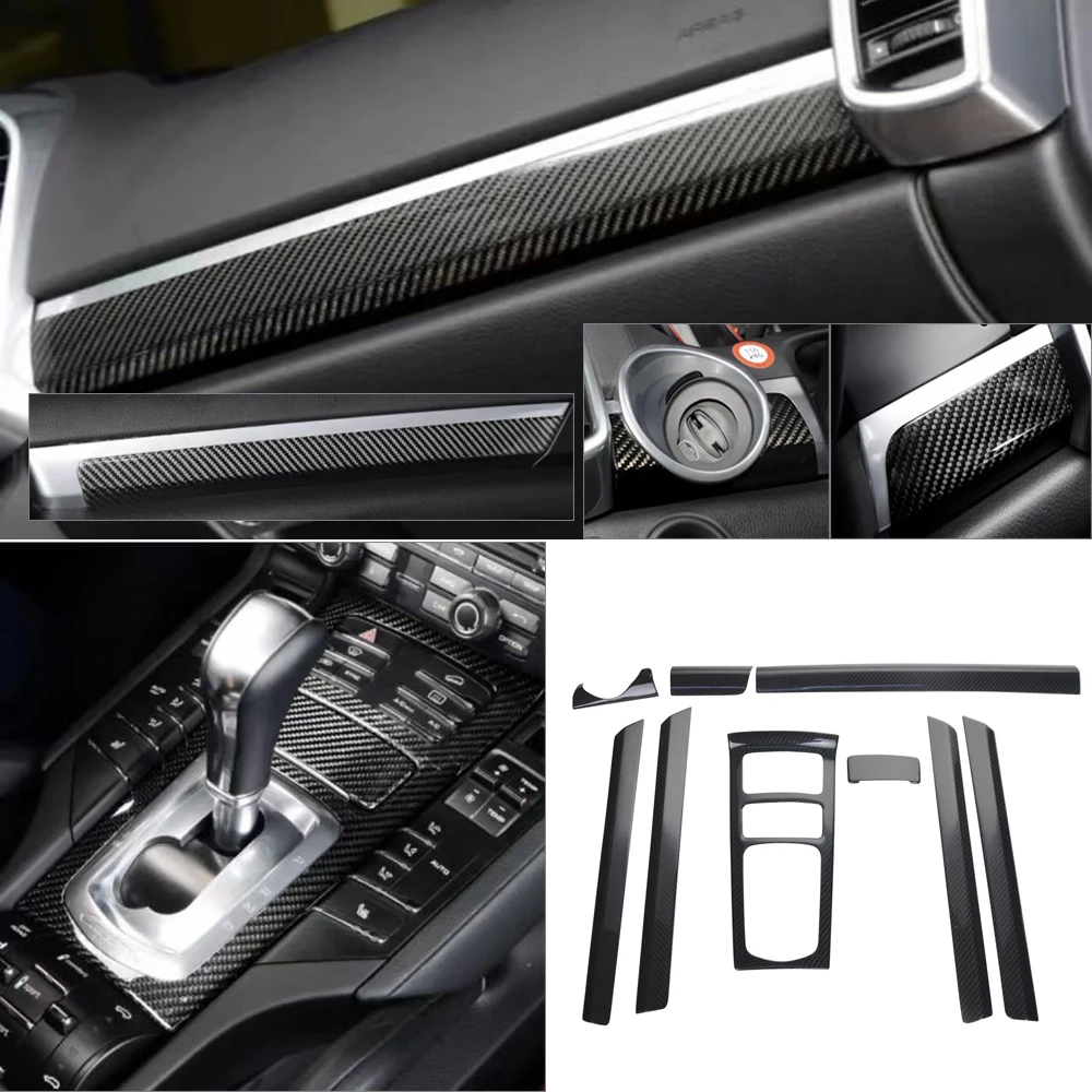 

Real Carbon Fiber Car Interior Trims Center Console Gear Shift Dash Cover Door Trim For Porsche Cayenne 2014-2017