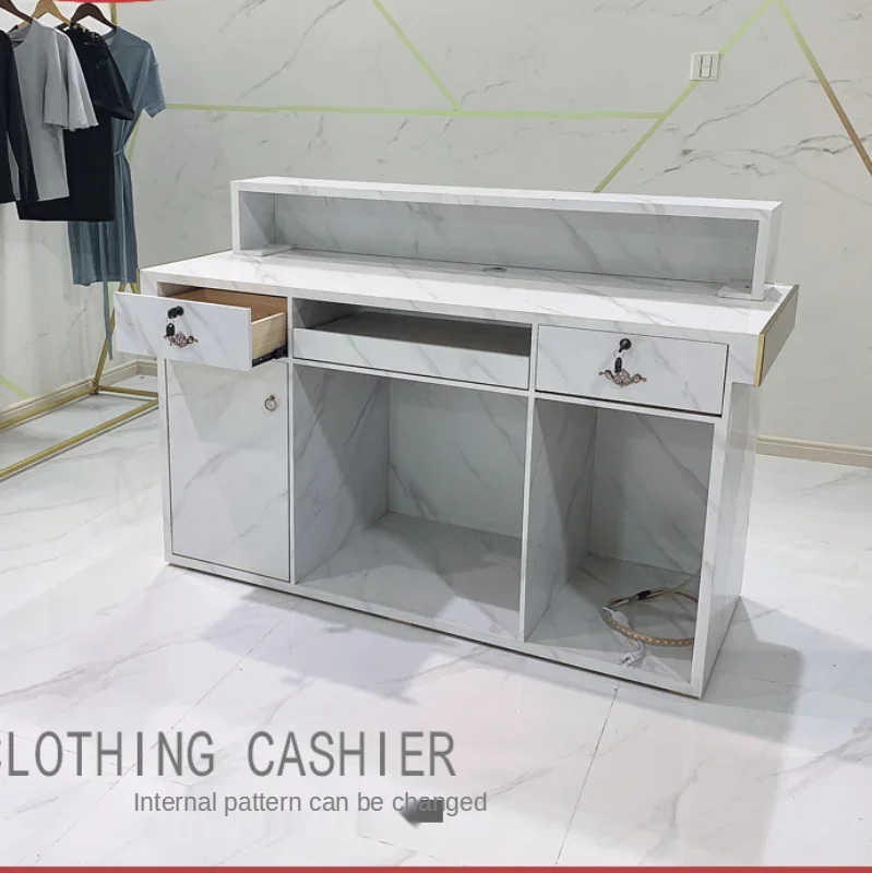 Small Simple Modern Beauty Salon Bar Counter Imitation Marble Cashier Counter Clothing Store Cashier Desk