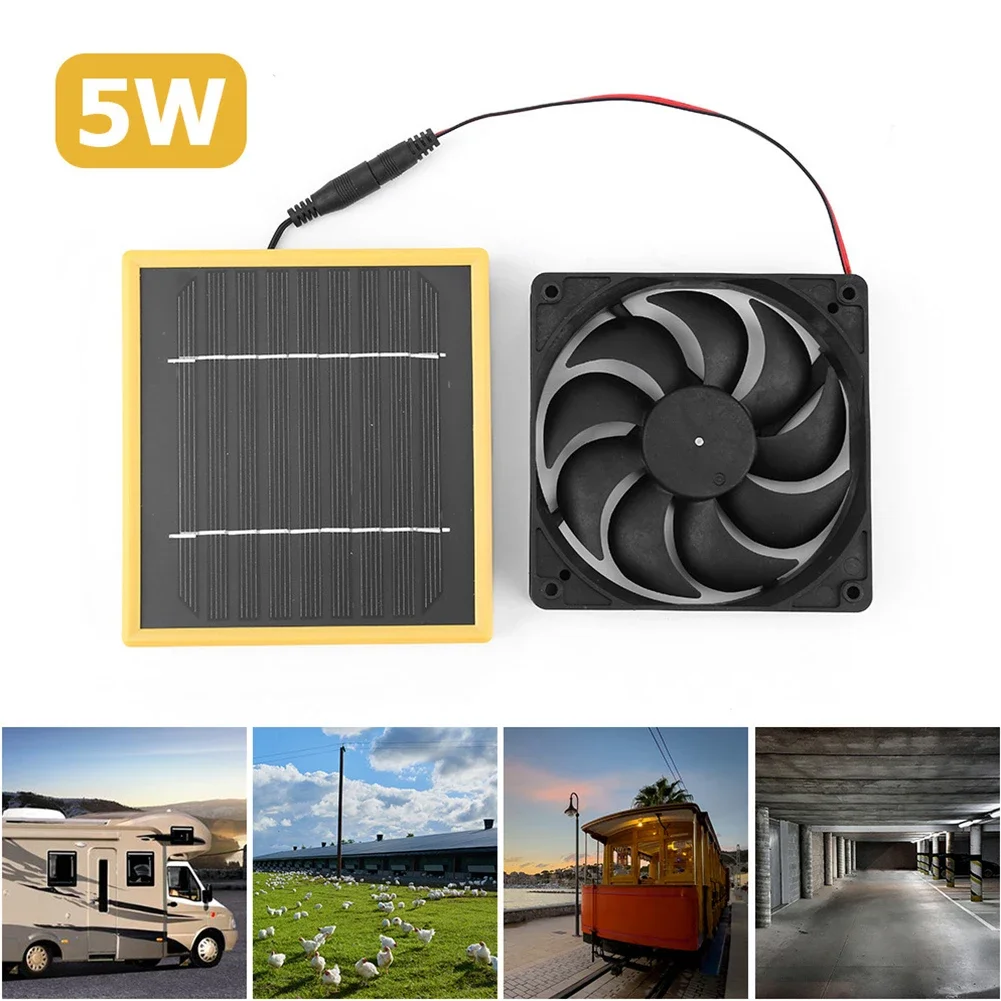 5W 6V Solar Panel Fan Solar Power Exhaust Fan For Dog Chicken House Air Extraction Monocrystalline Silicon Solar Power