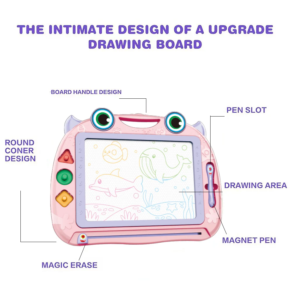 Tablero de dibujo magnético para niños, tablero grande para garabatear con cuentas magnéticas y bolígrafo, juguetes educativos de dibujo Montessori, regalo