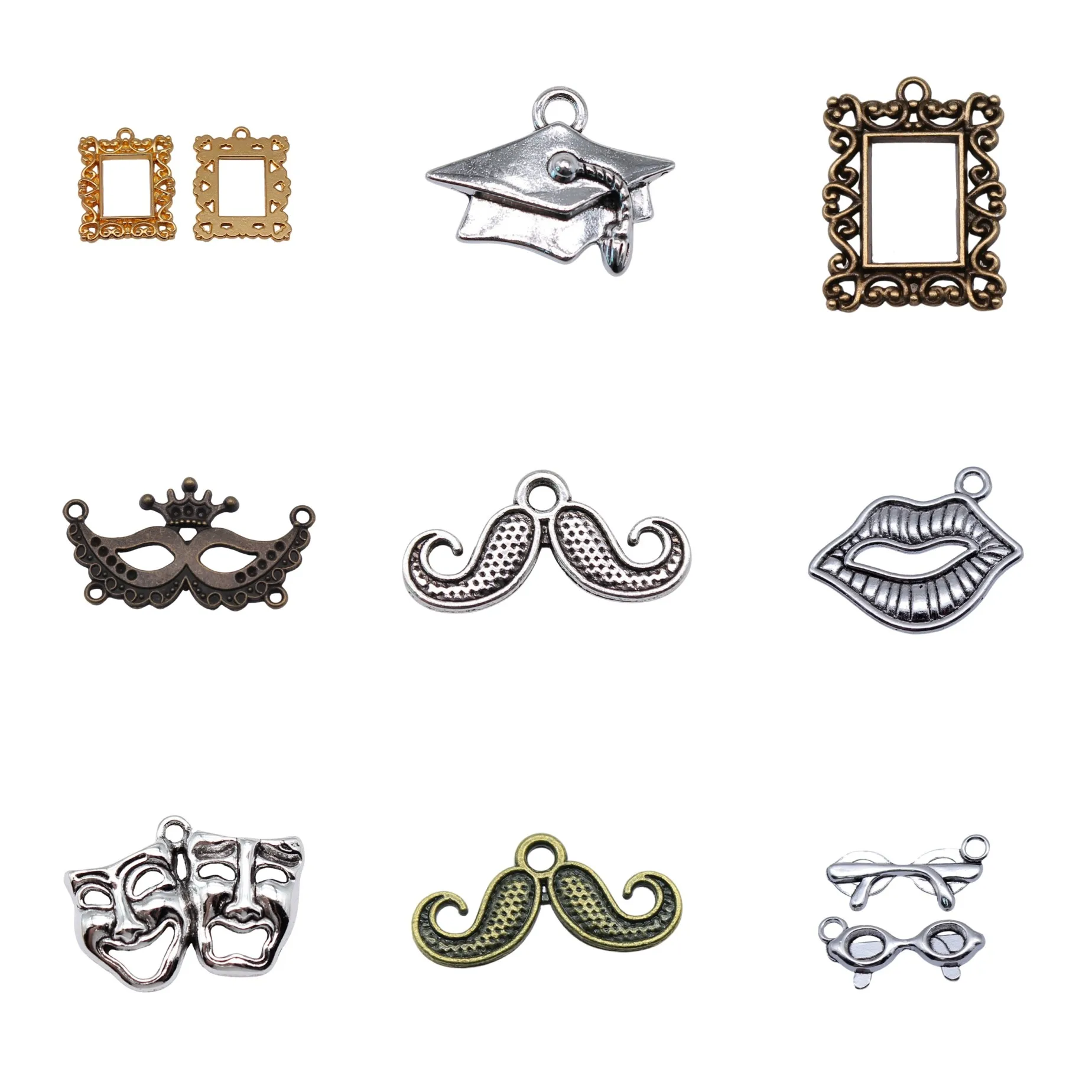 Antique Silver Color Graduation Prom Party Themed Charms Pendant For Earring Bracelet Necklace Making Craft Findings