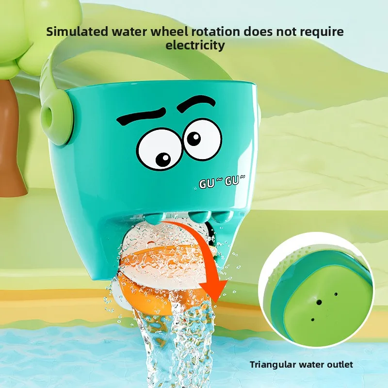Baby Cartoon Bath Toys Baby Bath Tub Mini Leaky Bucket with Small Showerhead Beach Toys Shower Spray Cup Toddler Gifts