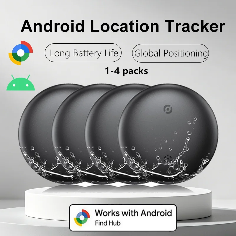 1-4 unidades de localizador GPS antipérdida compatible con Google Find My y Google Find Hub (solo Android) para llaves y billeteras