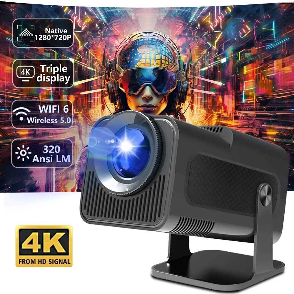 HY320 mini Smart Projector 4K Android 11 200 ANSI Allwinner H713 Dual band WiFi6 + BT5.0 Module Home Cinema Outdoor Projector