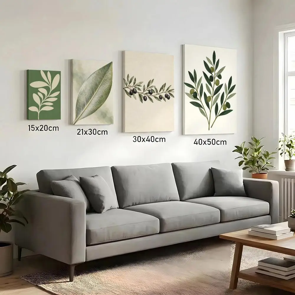 Olive Branch Print Minimalist Framed Wall Painting HD Canvas Print Poster Wall Art | Optional Frame | Modern Hallway Decor