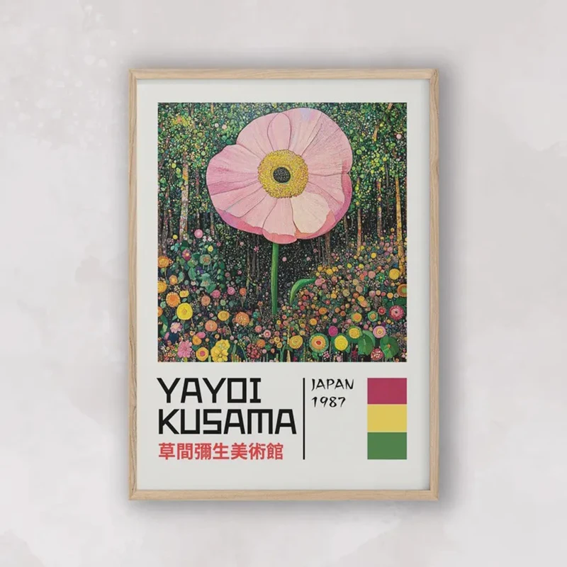 

Yayoi Kusama Inspired Canvas Poster, Japandi Yayoi Kusama Style Print, Vintage Japanese Decor, Abstract Home Wall Gallery