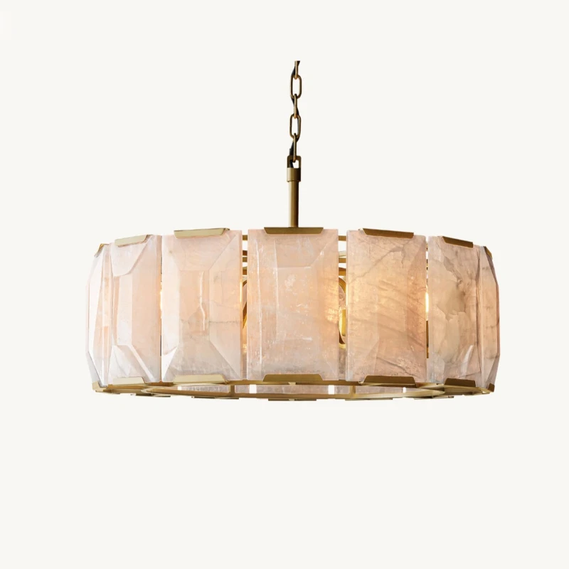 

RH original replica American retro all-copper marble chandelier villa model room hotel high-end pure copper living room