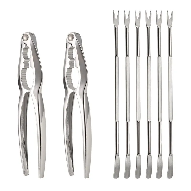 8 Piece Seafood Tool Kit, Stainless Steel Crab Leg Cracker And Forks Nut Cracker Set Shellfish Sheller Limited Time Offer