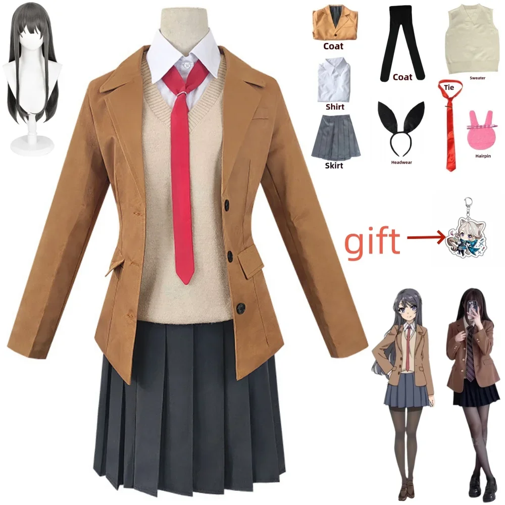 

Anime Rascal Does Not Dream of Bunny Girl Sakurajima Mai Cosplay Costume Senpai Mai Sakurajima Cosplay Wig Bunny Ears Headwear