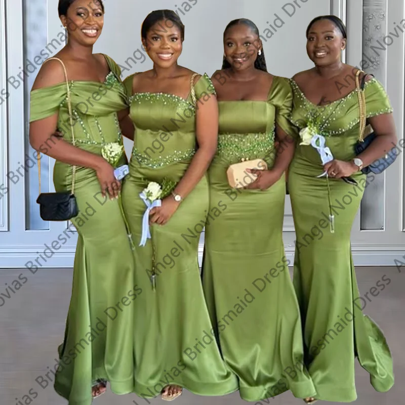 فساتين وصيفة العروس طويلة حورية البحر باللون الأخضر مخصصة لحفلات الزفاف رداء Mariage دعوة رداء demoiselle d 'honneur de mariage
