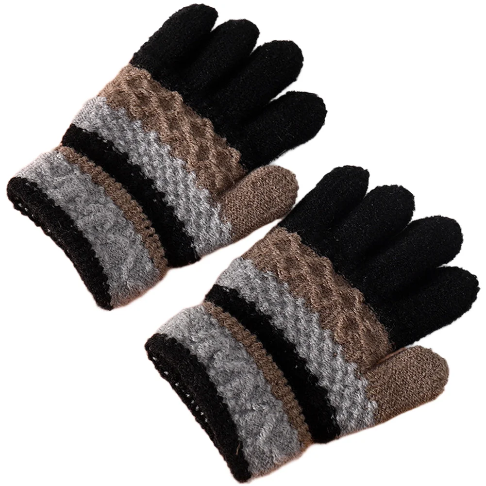 Striped Thermal-Lined Kids Gloves Featuring Soft Lining and Secure Wrist Closure for Autumn and Winter Outdoor Use